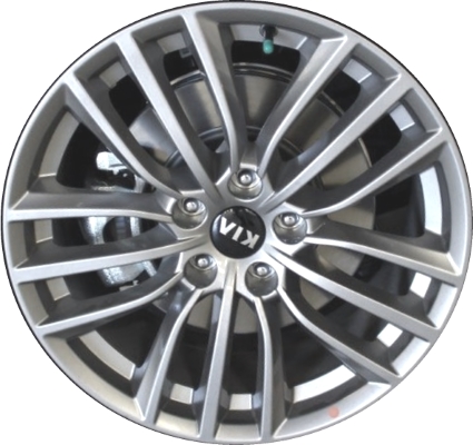 KIA Stinger 2018-2019 powder coat grey 18x8 aluminum wheels or rims. Hollander part number ALY74772, OEM part number 52910J5100.