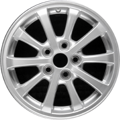 Mitsubishi Lancer 2010-2014, Outlander 2010-2012 powder coat silver 16x6.5 aluminum wheels or rims. Hollander part number 10353, OEM part number 4250B731.
