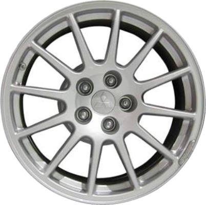 Mitsubishi Lancer 2008-2015 powder coat silver 18x8.5 aluminum wheels or rims. Hollander part number ALY65849U15, OEM part number Not Yet Known.