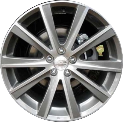Subaru Legacy 2013-2014 grey machined 18x7.5 aluminum wheels or rims. Hollander part number ALY68811, OEM part number 28111AJ200.