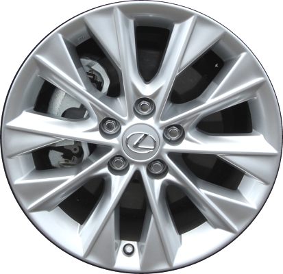 Lexus ES300h 2013-2015 powder coat silver 17x7 aluminum wheels or rims. Hollander part number ALY74275, OEM part number 42611-33A20.
