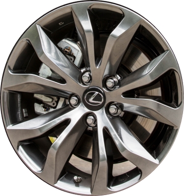Lexus NX Turbo 2017, NX200t 2015-2016, NX300-2018-2021, NX300h 2015-2021 powder coat smoked hyper 18x7.5 aluminum wheels or rims. Hollander part number 74335U79/74334, OEM part number 4261A-78090, 4261A-78100.