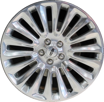 Lincoln MKZ 2013-2016 polished 19x8 aluminum wheels or rims. Hollander part number ALY3954, OEM part number DP5Z1007B.