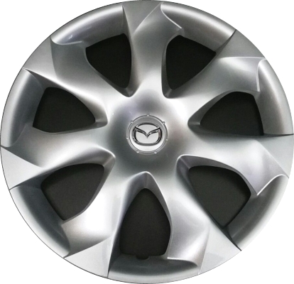 Mazda 3 2014-2018, Plastic 7 Spoke, Single Hubcap or Wheel Cover For 16 Inch Steel Wheels. Hollander Part Number H56557.