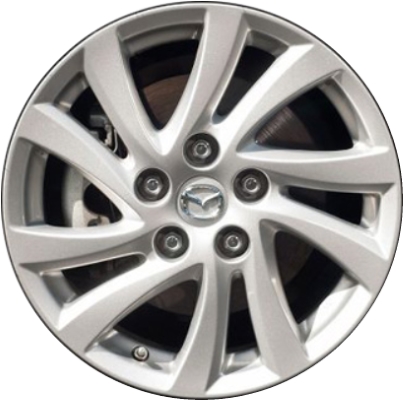Mazda 5 2012-2016 powder coat silver 16x6.5 aluminum wheels or rims. Hollander part number ALY64948, OEM part number 9965B66560.