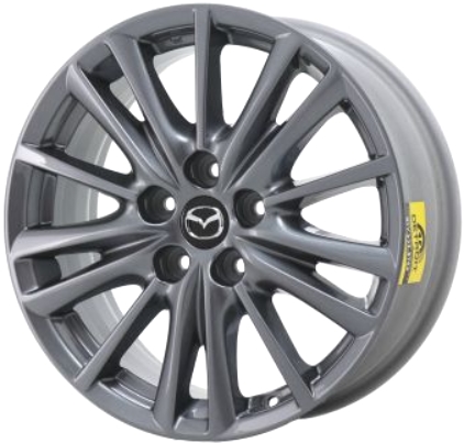 Mazda CX-5 2017-2021 powder coat dark grey 17x7 aluminum wheels or rims. Hollander part number ALY64246, OEM part number 9965A47070, 9965A17070, 9965C77070, 9965C67070.