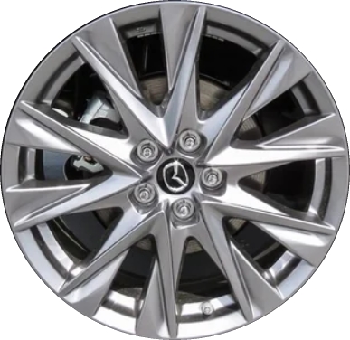 Mazda CX-5 2019-2021, Mazda CX-5 2024 powder coat hyper silver 19x7 aluminum wheels or rims. Hollander part number ALY64249U79, OEM part number 9965257090.
