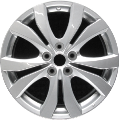 Mazda CX-7 2010-2012 powder coat silver 18x7.5 aluminum wheels or rims. Hollander part number ALY64932, OEM part number 9965157580.