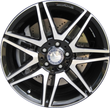Mercedes-Benz C250 2013-2015, C300 2013-2014, C350 2013-2015 black machined 18x7.5 aluminum wheels or rims. Hollander part number 85269, OEM part number 2044010604.