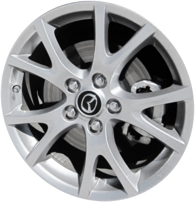 Mazda MX-5 Miata 2013-2015 powder coat silver 17x7 aluminum wheels or rims. Hollander part number ALY64951.PS01, OEM part number 9965687070.