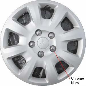 Mitsubishi Galant 2006-2012, Plastic 8 Spoke, Single Hubcap or Wheel Cover For 16 Inch Steel Wheels. Hollander Part Number H57577A.