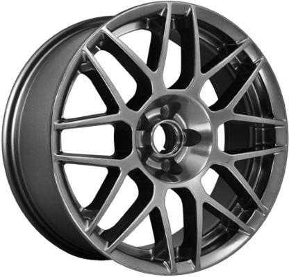 Ford Mustang 2011-2012 powder coat dark hyper 19x9.5 aluminum wheels or rims. Hollander part number ALY3865, OEM part number BR3Z1007A.