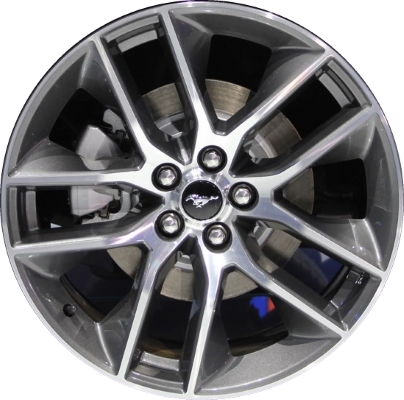 Ford Mustang 2015-2017 grey machined 20x9 aluminum wheels or rims. Hollander part number ALY10039, OEM part number FR3Z1007D.