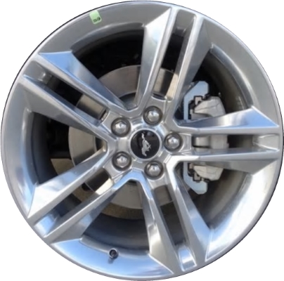 Ford Mustang 2018-2021 polished 19x8.5 aluminum wheels or rims. Hollander part number ALY10161, OEM part number JR3Z1007M.