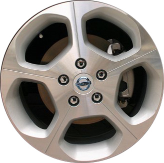 Nissan LEAF 2011-2012 silver machined 16x6.5 aluminum wheels or rims. Hollander part number ALY62564U10, OEM part number D0C003NA2A.