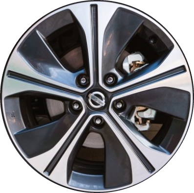 Nissan LEAF 2018-2022 charcoal machined 17X6.5 aluminum wheels or rims. Hollander part number ALY62781, OEM part number 403005SH3E.