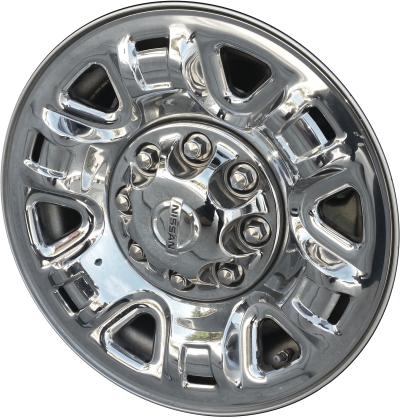 Nissan NV1500 2012-2021, NV2500 2012-2021, NV3500 2012-2021 chrome clad 17x7.5 steel wheels or rims. Hollander part number STL62584, OEM part number 403001PB5A.