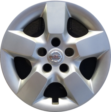 Nissan Rogue 2008-2015, Plastic 5 Spoke, Single Hubcap or Wheel Cover For 16 Inch Steel Wheels. Hollander Part Number H53077/H53081.