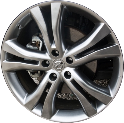 Nissan Murano 2009-2014 powder coat smoked hyper 20x7.5 aluminum wheels or rims. Hollander part number ALY62518, OEM part number DO3001AA4B, DOC001AA4B.