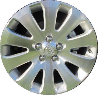 Buick LaCrosse 2014-2016, Regal 2011-2012 silver machined 19x8.5 aluminum wheels or rims. Hollander part number 4116/4101, OEM part number 9011323, 13235013.