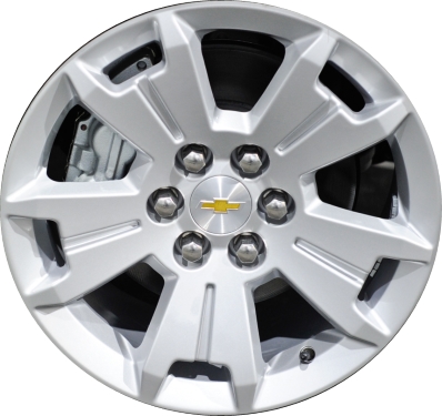 Chevrolet Colorado 2015-2022 powder coat silver 17x8 aluminum wheels or rims. Hollander part number ALY5672U20, OEM part number 94775678, 23245010, 84524007.