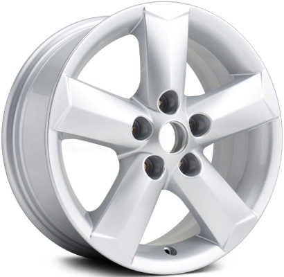 Nissan Rogue 2008-2015 powder coat silver 16x6.5 aluminum wheels or rims. Hollander part number ALY62538, OEM part number D0300JD01B, D0300JM11A.
