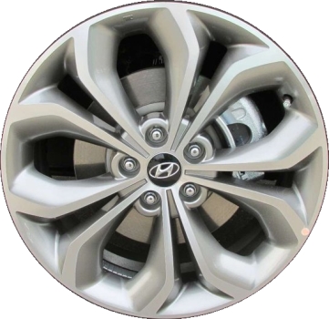 Hyundai Santa Fe 2013-2016 grey machined 19x7.5 aluminum wheels or rims. Hollander part number ALY70854, OEM part number 529102W390.