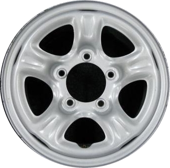 Chevrolet Tracker 2000-2004, GEO Tracker 1999 powder coat silver 15x5.5 steel wheels or rims. Hollander part number STL60177/60175, OEM part number 91174731, 91175609.