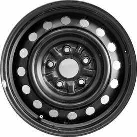 Toyota Sienna 2004-2010, Solara 2004-2008 powder coat black 16x6.5 steel wheels or rims. Hollander part number STL69443, OEM part number 42611AE021, 42611AE020.