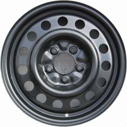 KIA Rondo 2009-2011 powder coat black 16x6.5 steel wheels or rims. Hollander part number STL74612, OEM part number 529101D450.