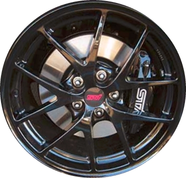 Subaru WRX 2016-2017 powder coat black 18x8.5 aluminum wheels or rims. Hollander part number ALY68830U45, OEM part number 28111VA140.