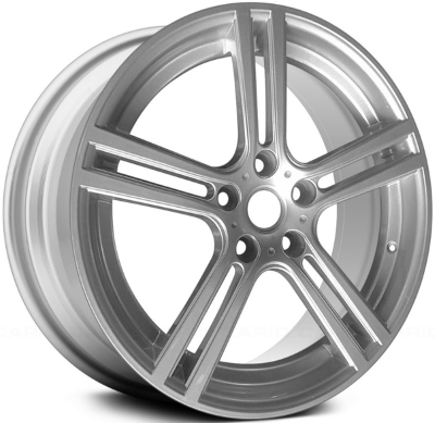 Tesla Model S 2012-2015 powder coat silver 19x8.5 aluminum wheels or rims. Hollander part number ALY97292, OEM part number Not Yet Known.