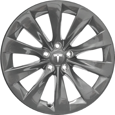 Tesla Model S 2016-2020 powder coat dark grey 19x8 aluminum wheels or rims. Hollander part number ALY97755U30/190190, OEM part number Not Yet Known.