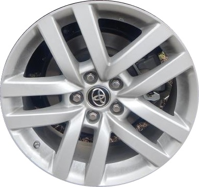 Toyota Highlander 2014-2019 powder coat silver 18x7.5 aluminum wheels or rims. Hollander part number ALY75161, OEM part number 4.26E+185.