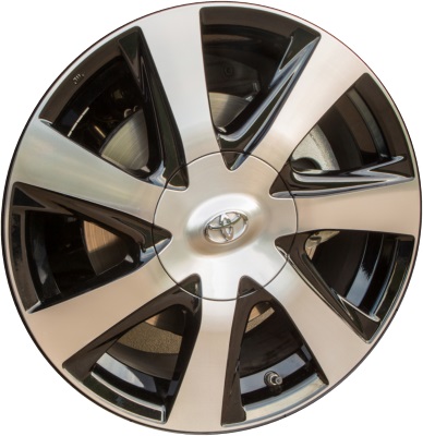 Toyota Mirai 2016-2020 black machined 17x7 aluminum wheels or rims. Hollander part number ALY75196, OEM part number 4261162040.