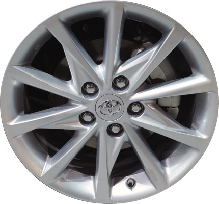 Toyota Prius V 2012-2018 powder coat silver 17x7 aluminum wheels or rims. Hollander part number ALY69601, OEM part number 4261147250, 4261A47040.