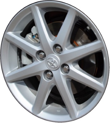 Toyota Prius C 2012-2017 powder coat silver 15x5 aluminum wheels or rims. Hollander part number ALY69612, OEM part number 4261152A00.