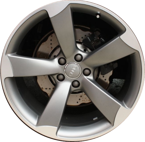 Audi TT 2012-2013 grey machined 19x9 aluminum wheels or rims. Hollander part number ALY58903U35, OEM part number 8J0601025AM, 8J0601025CP.