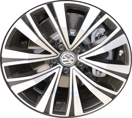 Volkswagen Arteon 2019-2020 black machined 18x8 aluminum wheels or rims. Hollander part number ALY70063, OEM part number 3G8601025FFZZ.