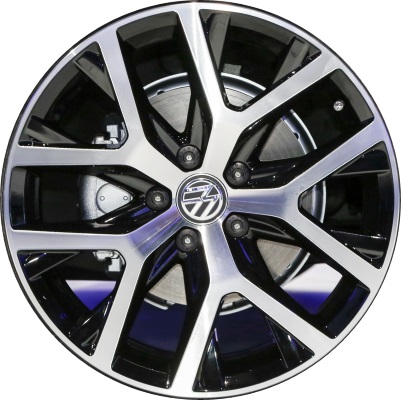 Volkswagen Beetle 2016-2019 black machined 18x8 aluminum wheels or rims. Hollander part number ALY69998, OEM part number 5C0601025BLFZZ.