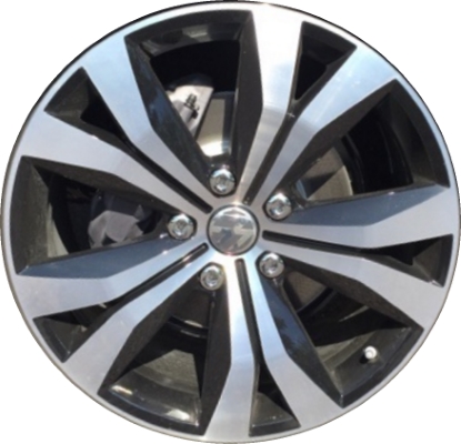 Volkswagen Touareg 2017 black machined 20x9 aluminum wheels or rims. Hollander part number ALY97910/200166, OEM part number Not Yet Known.