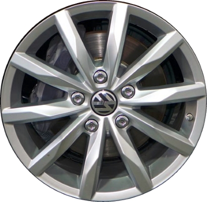 Volkswagen Touareg 2015-2017 powder coat silver 18x8 aluminum wheels or rims. Hollander part number ALY70022, OEM part number 7P6601025AC88Z.