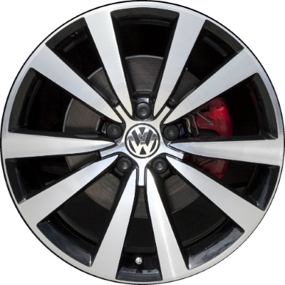 Volkswagen Beetle 2012-2019, Passat 2018-2019 black machined 19x8 aluminum wheels or rims. Hollander part number 69932/70036, OEM part number 5C0601025NAX1.