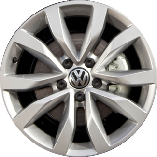 Volkswagen Beetle 2013-2019 powder coat silver 17x7 aluminum wheels or rims. Hollander part number ALY69960, OEM part number 5C0601025F8Z8.