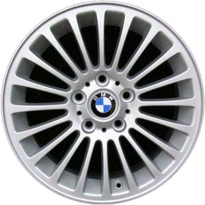 BMW 320i 2001-2005, 323i 2000, 325i 2001-2006, 330i 2001-2006 powder coat silver 17x7 aluminum wheels or rims. Hollander part number 59343, OEM part number 36116753816.