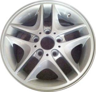 BMW 330i 2004-2006 powder coat silver 16x7 aluminum wheels or rims. Hollander part number ALY59467, OEM part number 36116752769.
