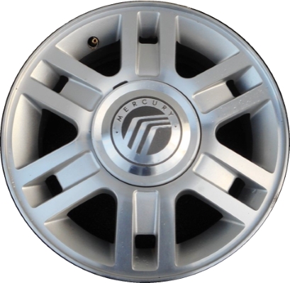 Mercury Sable 2004-2005 silver machined 16x6 aluminum wheels or rims. Hollander part number ALY3539, OEM part number 4F4Z1007AA.