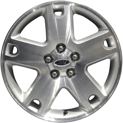 Ford Freestyle 2005-2007 silver machined 18x7 aluminum wheels or rims. Hollander part number ALY3573, OEM part number 5F9Z1007BA.