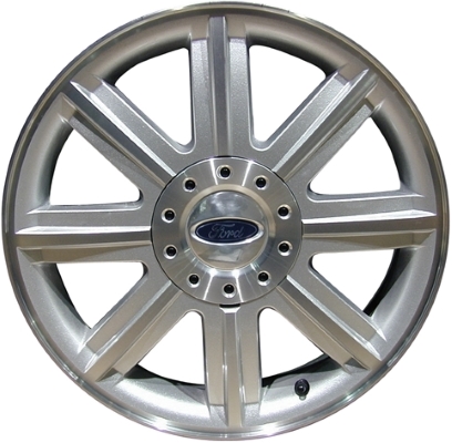 Ford Five Hundred 2005-2007 silver machined 18x7 aluminum wheels or rims. Hollander part number ALY3581, OEM part number 5G1Z1007BA.