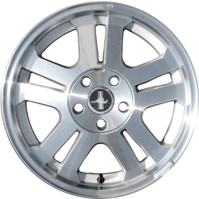 Ford Mustang 2005-2009 silver or grey machined 17x8 aluminum wheels or rims. Hollander part number ALY3649U/3590, OEM part number 6R3Z1007D, 4R3Z1007JA.